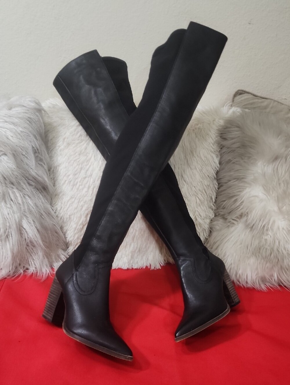 Vince Camuto Cottara Black Over-the-Knee Block Heel Boots